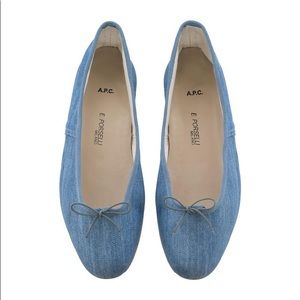 A. P. C.  E. Porselli Denim Ballet Flats